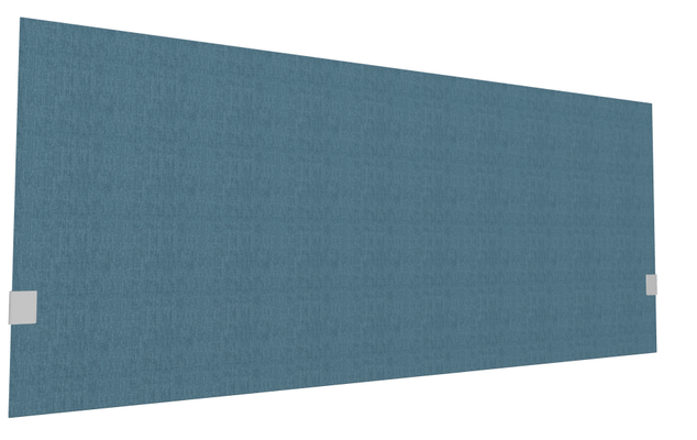 PANNEAUX ECRANS POUR BUREAU DROIT SOLO - Pour bureaux largeur 160 cm - SECRET Panneau-écran acoustique H74cm pour poste solo L.160cm. 2 faces tissu BERTA coloris bleu. pinces de fixation réglables en hauteur coloris aluminium