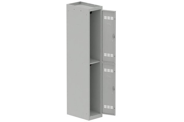 [Pas de famille] - [Pas de sous famille] - Vestiaire multicases 1 colonne L,30cm 2 cases (fermeture cadenas) H,180xL,30xP,50cm coffre gris clair/portes gris clair
