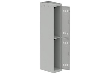 [Pas de famille] - [Pas de sous famille] - Vestiaire multicases 1 colonne L,30cm 2 cases (fermeture cadenas) H,180xL,30xP,50cm coffre gris clair/portes gris clair