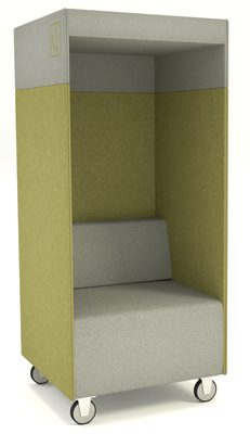 ALCOVE ACOUSTIQUE - Phones Boxes - Phonebox acoustique permet de passer les appels sans gêner les autres, coloris vert pomme et gris clair 
