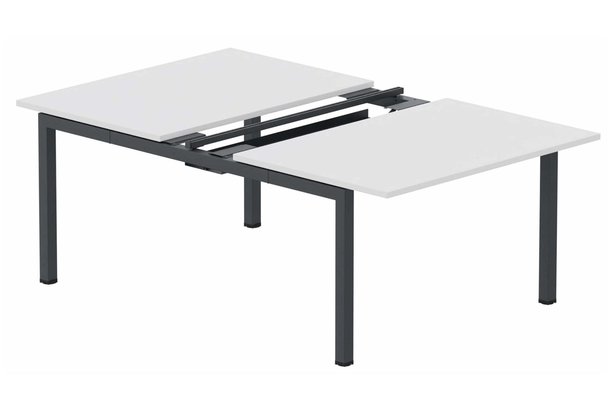 K3 - Bench départ 2 Plateaux coulissants 160x80 (encombrement P165xL160cm) -Finitions : PLATEAUX: BLANC (BL) / PIETEMENTS: ANTHRACITE (AN)