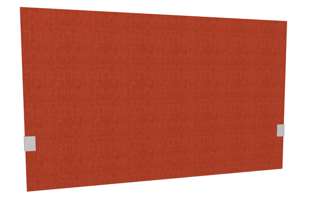 PANNEAUX ECRANS POUR BUREAU DROIT SOLO - Pour bureaux largeur 120 cm - SECRET Panneau-écran acoustique H74cm pour poste solo L.120cm. 2 faces tissu BERTA coloris rouge. pinces de fixation réglables en hauteur coloris aluminium