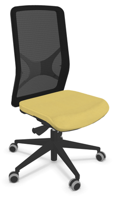 [Pas de famille] - [Pas de sous famille] - Siège EOLE synchrone soutien lombaire RH-Assise réglable en profondeur-Pied, cadre polypro du dossier et résille Noir  Assise VALENCIA JAUNE 