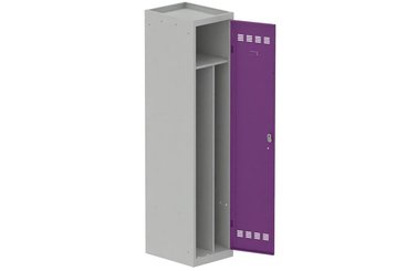 [Pas de famille] - [Pas de sous famille] - Vestiaire industrie salissante 1 porte (serrure 2 clés) H180xL40xP50cm coffre gris clair/ porte(s) prune