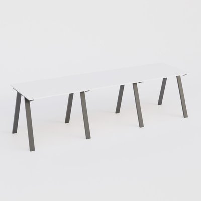 [Pas de famille] - [Pas de sous famille] - Table Keops Métal 420x120 cm de profondeur et hauteur 109 cm . Plateau épaisseur 25mm.