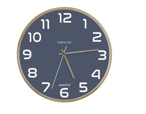 HORLOGES - Silencieuse - Pendule Classic silencieuse cadre hêtre, fond Bleue