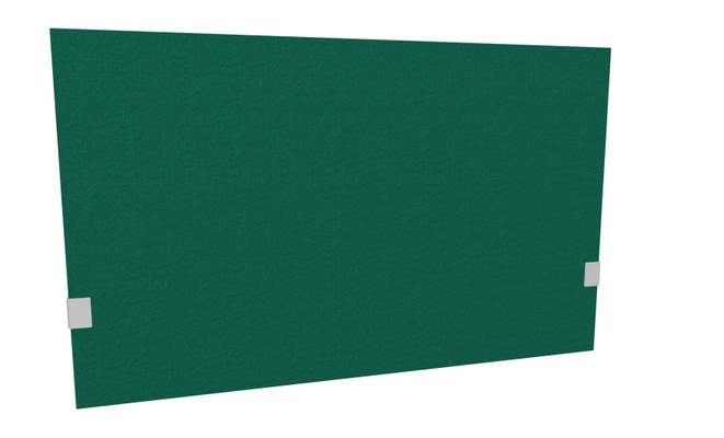 PANNEAUX ECRANS POUR BUREAU DROIT SOLO - Pour bureaux largeur 120 cm - SECRET Panneau-écran acoustique H74cm pour poste solo L.120cm. 2 faces tissu SYNERGY coloris vert foncé. pinces de fixation réglables en hauteur coloris aluminium