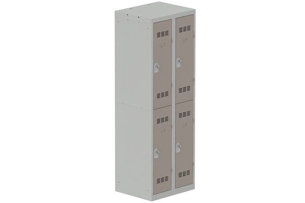 [Pas de famille] - [Pas de sous famille] - Vestiaire multicases 2 colonnes L,30cm 2 cases (fermeture cadenas) H,180xL,60xP,50cm coffre gris clair/portes basalte