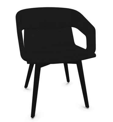 FAUTEUILS/POUFS - 4 pieds bois - MELODY fauteuil 4 pieds bois. face intérieure tissu STEP coloris noir face extérieure tissu STEP coloris noir piétement noir