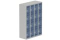 Vestiaire multicases 4 colonnes L,30cm 4 cases (fermeture cadenas) H,180xL,120xP,50cm coffre gris clair/portes bleu