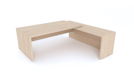 Gamme X5 - Tables de Bureau avec retour - X5- Plan Manager 180x90cm avec retour mur débordant (encombrement 210x200cm), -Finitions = Plateaux: Chêne (CE), piètement Chêne (CE)