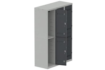 VESTIAIRES MULTICASES - 3 Colonnes - Vestiaire multicases, 3 colonnes L.120cm/6 cases, coffre gris clair/portes anthracite