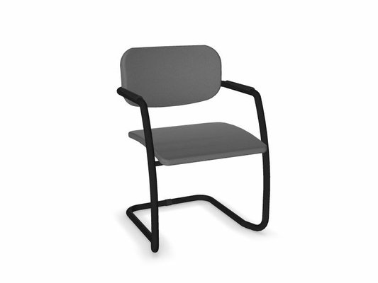 VISITEURS ET FONCTIONNELS - Luge - DIVA fauteuil dos tissu. piétement luge laqué noir