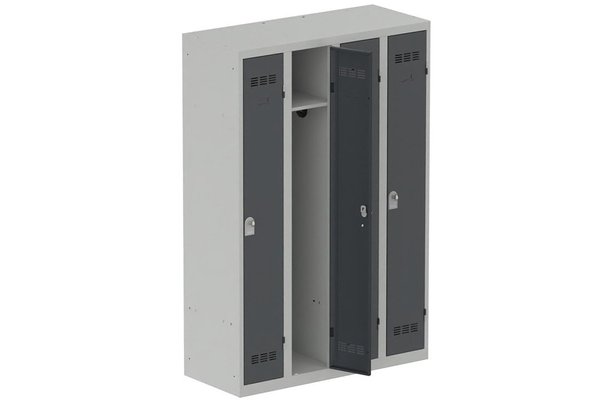 VESTIAIRES MONOBLOC CONFORT - Industrie propre - Vestiaire industrie propre 4 portes (fermeture cadenas) H180xL120xP50cm coffre gris clair/ porte(s) Anthracite