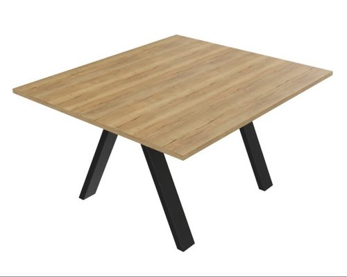 [Pas de famille] - [Pas de sous famille] - X3 Table de réunion rectiligne L140xP120cm. Plateau Chêne naturel et piètement Noir.