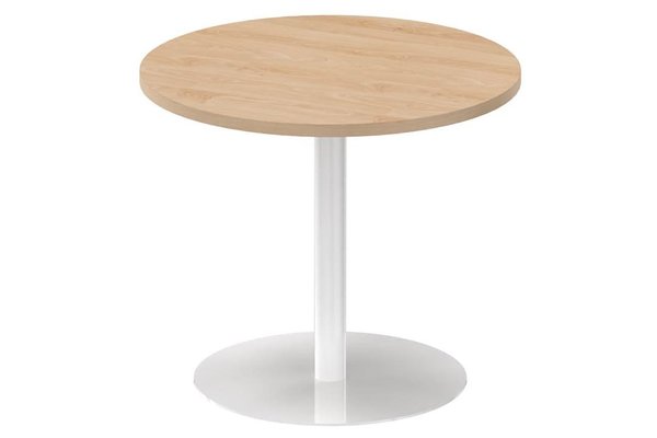 TABLES DE REUNION - Ronde - Table ronde diamètre 90cm sur pied colonne hêtre /blanc
