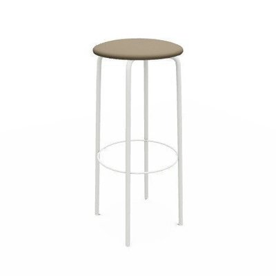 CHAISES ET TABOURETS - Pour tables hauteur 90 cm - HOP Tabouret -Hauteur 65cm -Finitions: revêtement Mosaic taupe foncé / PIETEMENT EPOXY : BLANC MAT (EP91)