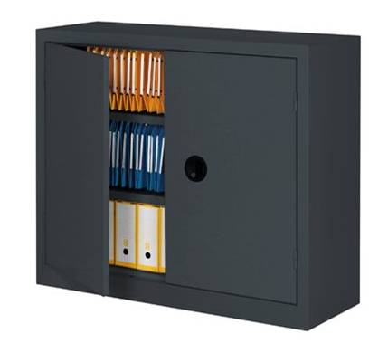 ARMOIRES PORTES BATTANTES - Métalliques - Armoire monobloc métal portes battantes, 2 tablettes L.120xH.100xP42cm anthracite