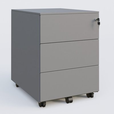 [Pas de famille] - [Pas de sous famille] - Caisson métal sur roulettes 3 tiroirs H57xL42xP54cm/ aluminium
