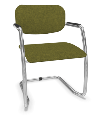 VISITEURS ET FONCTIONNELS - Luge - DIVA fauteuil dos tissu. piétement luge chromé. assise et dossier tissu STEP coloris vert chiné