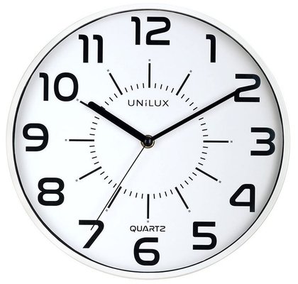 HORLOGES - Silencieuse - TICTAC Pendule diamètre 28cm, silencieuse, lisible à 30m, fond blanc, cadre blanc