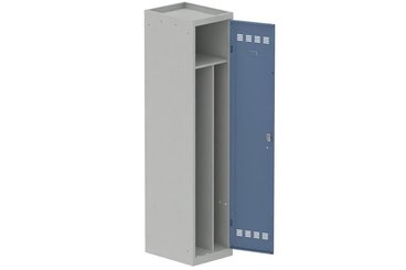 [Pas de famille] - [Pas de sous famille] - Vestiaire industrie salissante 1 porte (serrure 2 clés) H180xL40xP50cm coffre gris clair/ porte(s) bleu