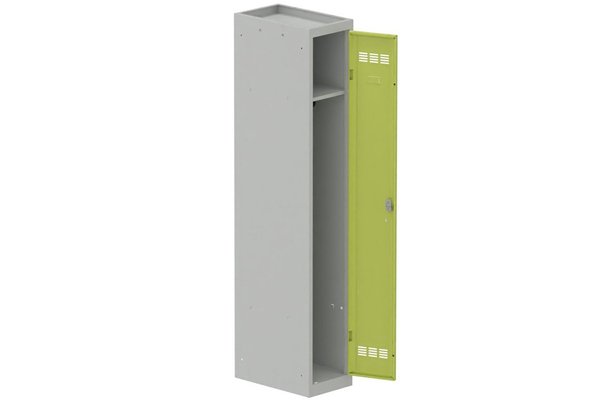 [Pas de famille] - [Pas de sous famille] - Vestiaire industrie propre 1 porte (serrure 2 clés) H180xL30xP50cm coffre gris clair/ porte(s) anis
