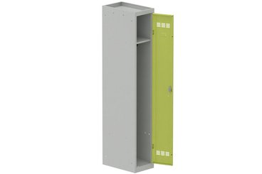[Pas de famille] - [Pas de sous famille] - Vestiaire industrie propre 1 porte (serrure 2 clés) H180xL30xP50cm coffre gris clair/ porte(s) anis