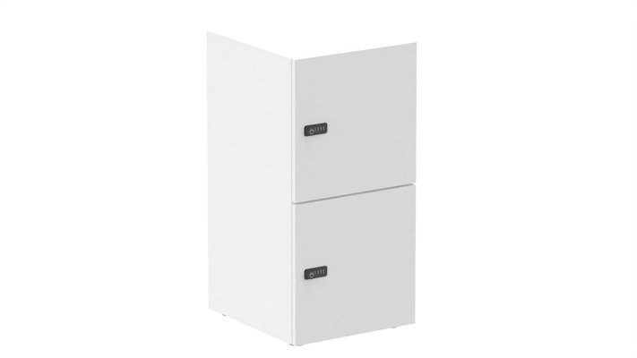 CASIERS - 2 cases - Meuble à cases H.92xL.45xP.50cm, 2 cases H43cm. portes pleine. serrure à code. corps coloris blanc (M1). portes mélamine coloris blanc (M1)