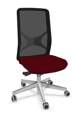 a definir - a definir - Siège EOLE synchrone soutien lombaire RH-Assise réglable en profondeur-Pied ALU POLI, cadre polypro du dossier et résille Noir MM1, coloris step chiné rouge, piètement chromé