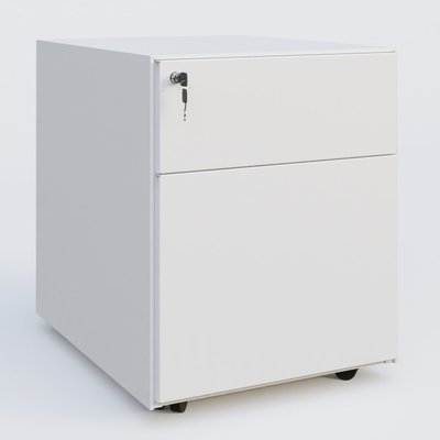CAISSONS  - Mobiles - Caisson sur roulette 2 tiroirs blanc RAL 9010