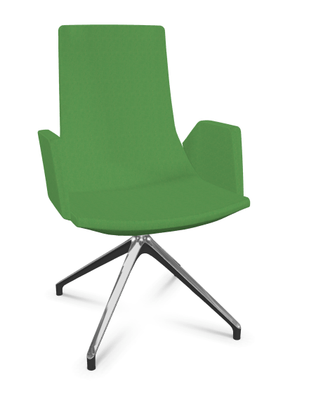 DIRECTION - Visiteurs - KI fauteuil de conférence haut dossier. piétement 4 branches en aluminium poli