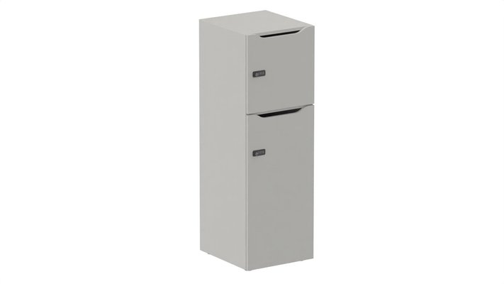 CASIERS - 2 cases - Meuble à cases H.137xL.45xP.50cm - 2 cases : 1 x H86cm (en bas) + 1 x H43cm. portes avec découpe en partie haute. serrure à code