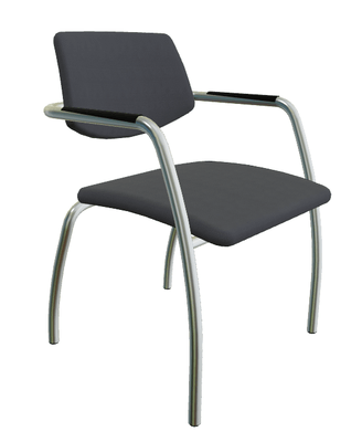 VISITEURS ET FONCTIONNELS - 4 Pieds - Diva - Chaise piétement 4 pieds chrome (CH).Assise et dossier tissu Vinyle Gris Graphite DNK (D20)