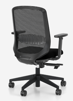 OPERATIVE - Dossier résille - SOLO fauteuil opérative synchrone, dossier résille coloris noir avec renfort lombaire réglable en hauteur, tissu BONDAI coloris noir, accotoirs réglables en hauteur, structure nylon noir