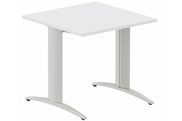 TABLES DE FORMATION - Composables piétement "i" - Module composable pied i, L.80xP.80cm, départ, plateau blanc, structure aluminium, plateau blanc, structure aluminium