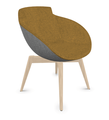 FAUTEUILS/POUFS - 4 pieds bois - Coco - Fauteuil 4 pieds bois naturel (W1). Tissu Int Step Jaune foncé (L16) - Tissu Ext Step Gris clair (L12)
