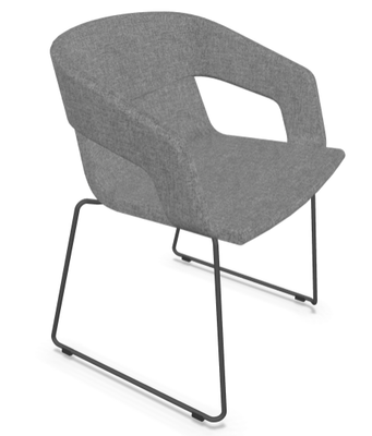 CHAISES ET TABOURETS - Pour tables standards, ht 75 cm, piétement 4 pieds - MELODY fauteuil piétement luge laqué noir