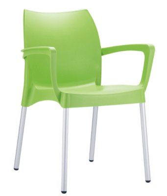 POLYPROPYLENE - FAUTEUILS  - RHODES- Fauteuil empilable  en polypropylène structure en aluminium anodisé -Finition assise vert clair