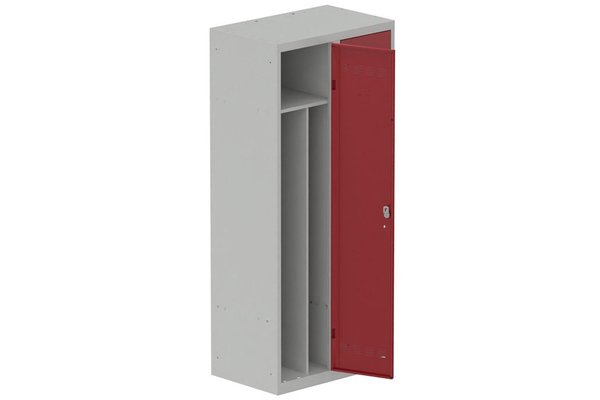 [Pas de famille] - [Pas de sous famille] - Vestiaire industrie salissante 2 portes (fermeture cadenas) H180xL80xP50cm coffre gris clair/ porte(s) rouge