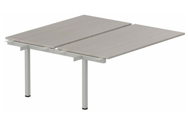 Postes Bench (poste doubles) - SERIE K3 - K3 Bench suivant 2 plateaux fixes 140x80cm encombrement 140x165cm, plateau acacia, structure aluminium