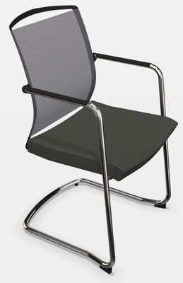 VISITEURS ET FONCTIONNELS - Luge - DANDY VISITEUR fauteuil luge, dos résille noir, CUIR PLEINE FLEUR coloris marron foncé, structure chrome