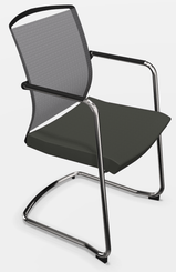 VISITEURS ET FONCTIONNELS - Luge - DANDY VISITEUR fauteuil luge, dos résille noir, CUIR PLEINE FLEUR coloris marron foncé, structure chrome