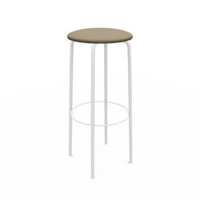 CHAISES ET TABOURETS - Pour tables hauteur 90 cm - HOP Tabouret -Hauteur 80cm -Finitions: revêtement Mosaic taupe foncé / PIETEMENT EPOXY : BLANC MAT (EP91)