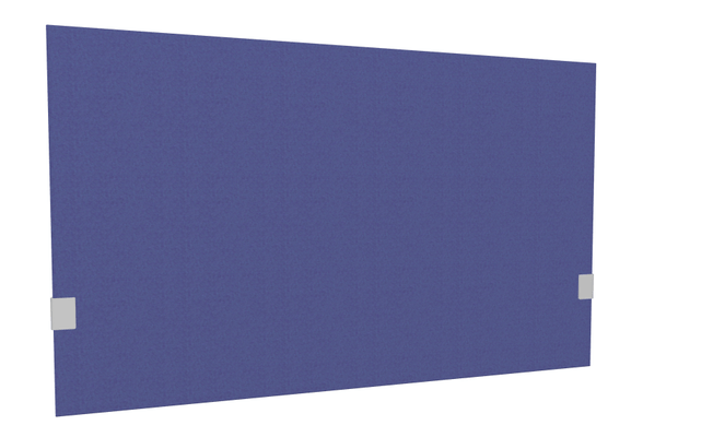 PANNEAUX ECRANS POUR BUREAU DROIT SOLO - Pour bureaux largeur 120 cm - SECRET Panneau-écran acoustique H74cm pour poste solo L.120cm. 2 faces tissu SYNERGY coloris bleu royal. pinces de fixation réglables en hauteur coloris aluminium