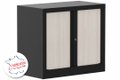 Armoire à rideaux H69,5xL80cm 1 tablette  Coffre Noir rideaux acacia
