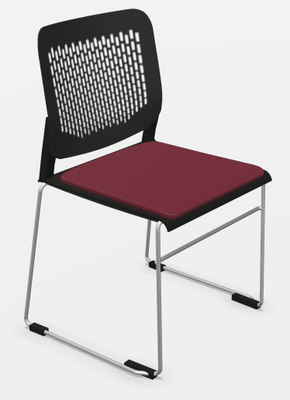 ACCESSOIRES - ACCESSOIRES  - AGORA chaise traineau, polypropylène noir, placet assise simili rouge, structure fil chromé - sur délai