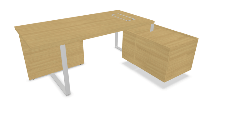 Gamme P1 - Tables de bureau - P1 Ensemble de bureau 204x150cm. crédence retour à droite. top access. avec voile de fond
