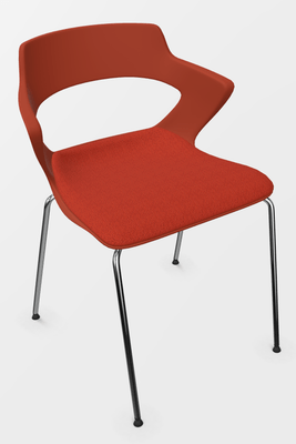 VISITEURS ET FONCTIONNELS - 4 Pieds - SWEETY Chaise 4 pieds tube, piétement chrome, coque polypropylène coloris rouge, placet assise tissu BONDAI coloris rouge