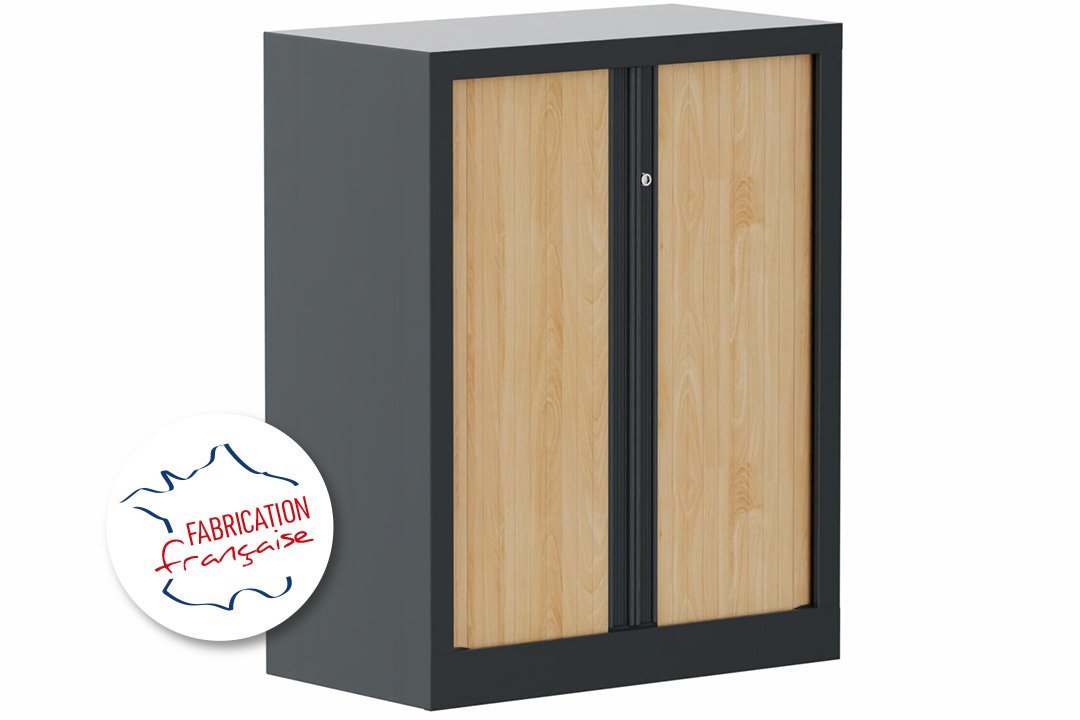 Armoire à rideaux H100xL80cm 2 tablettes